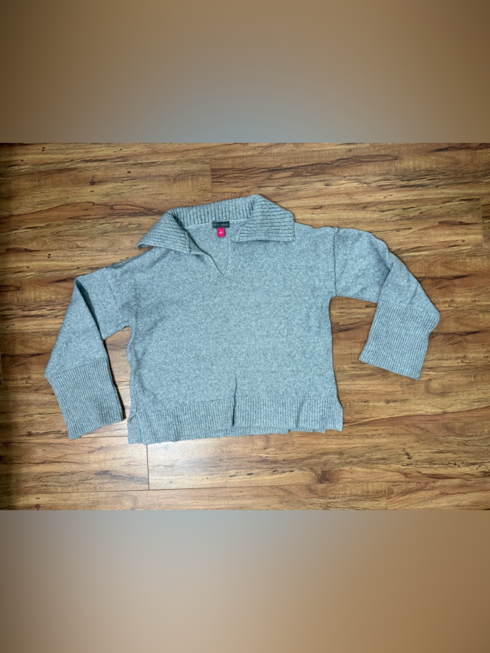 Vince Camuto Girls' Light Gray Knit Collared Sweater